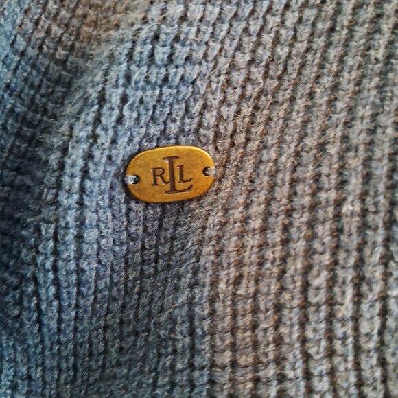 Lauren Ralph Lauren blue Unique Knit Turtleneck Cowl Neck Sweater Drawstring - Picture 4 of 12